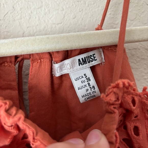 Amuse Society Boho Eyelet Woven Tina Romper in Desert Rose - Picture 3 of 15